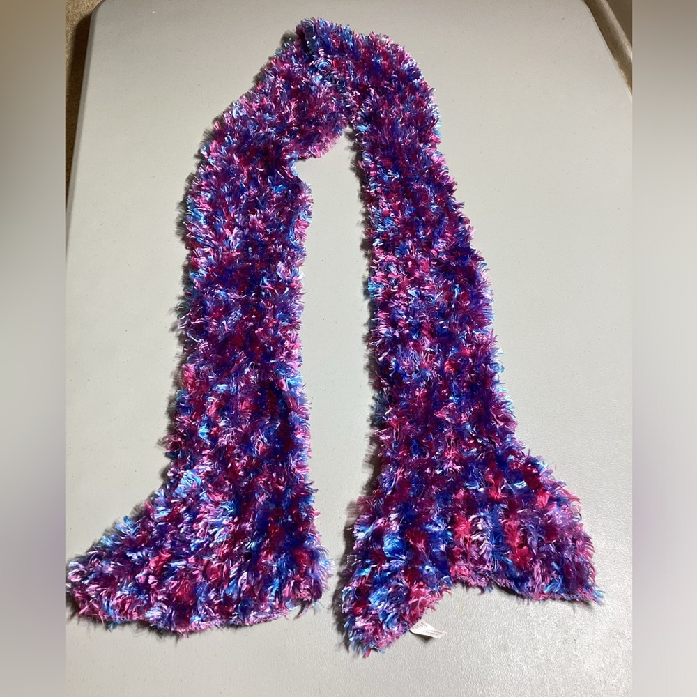 Pink, Purple, and Blue Fuzzy Scarf